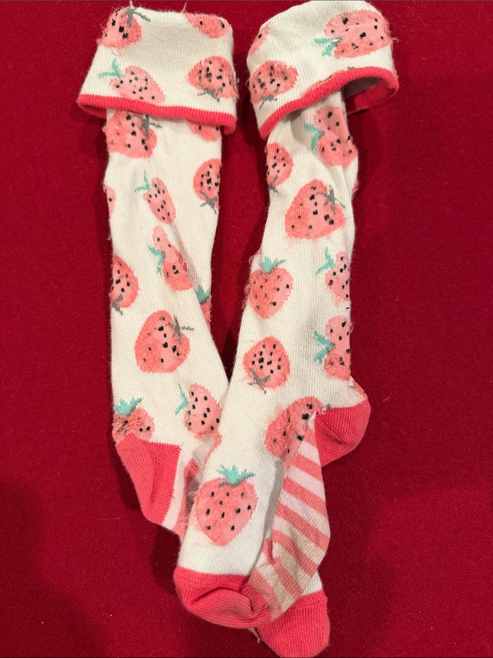 Matilda Jane White & Pink Strawberry Knee-High Socks